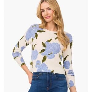 CECE Hydrangea Crewneck Sweater Size Small